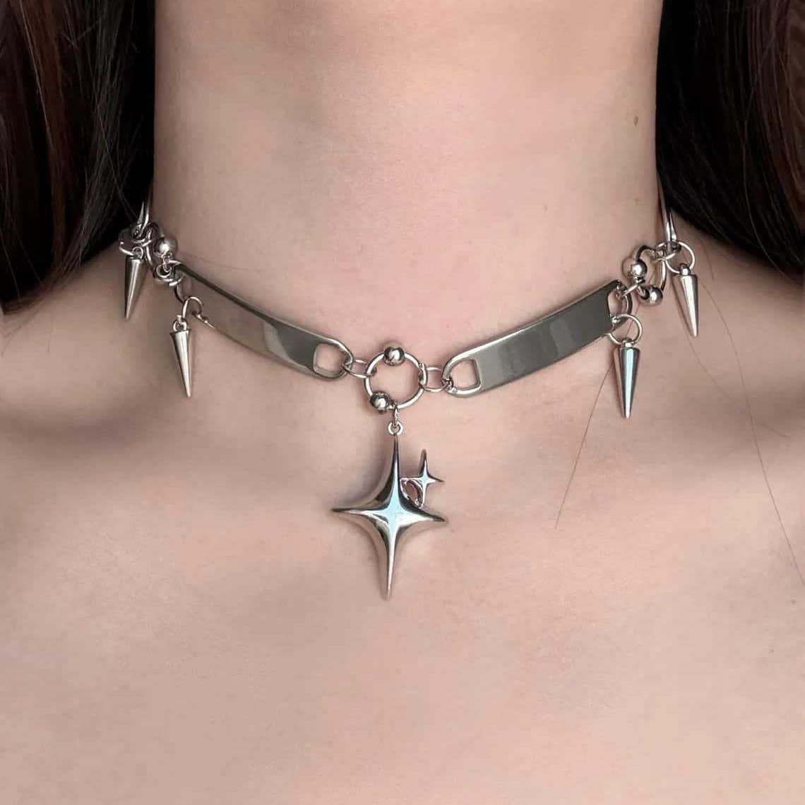 Vintage Fashion Necklace - Панк-чокер с заклепками, рок-украшение, аксессуар в