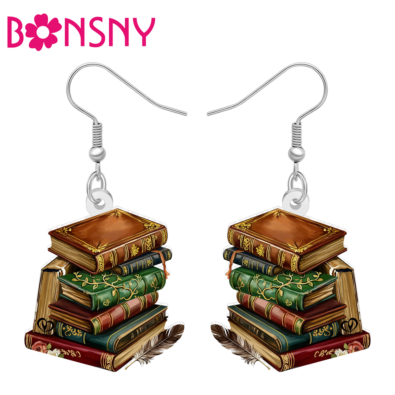 Vintage Fashion Books - Серьги-подвески BONSNY из акрила в виде