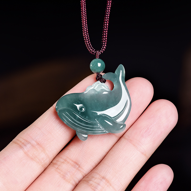 Vintage Fashion Necklace - Натуральный бирманский нефритовый кулон-подвеска в виде