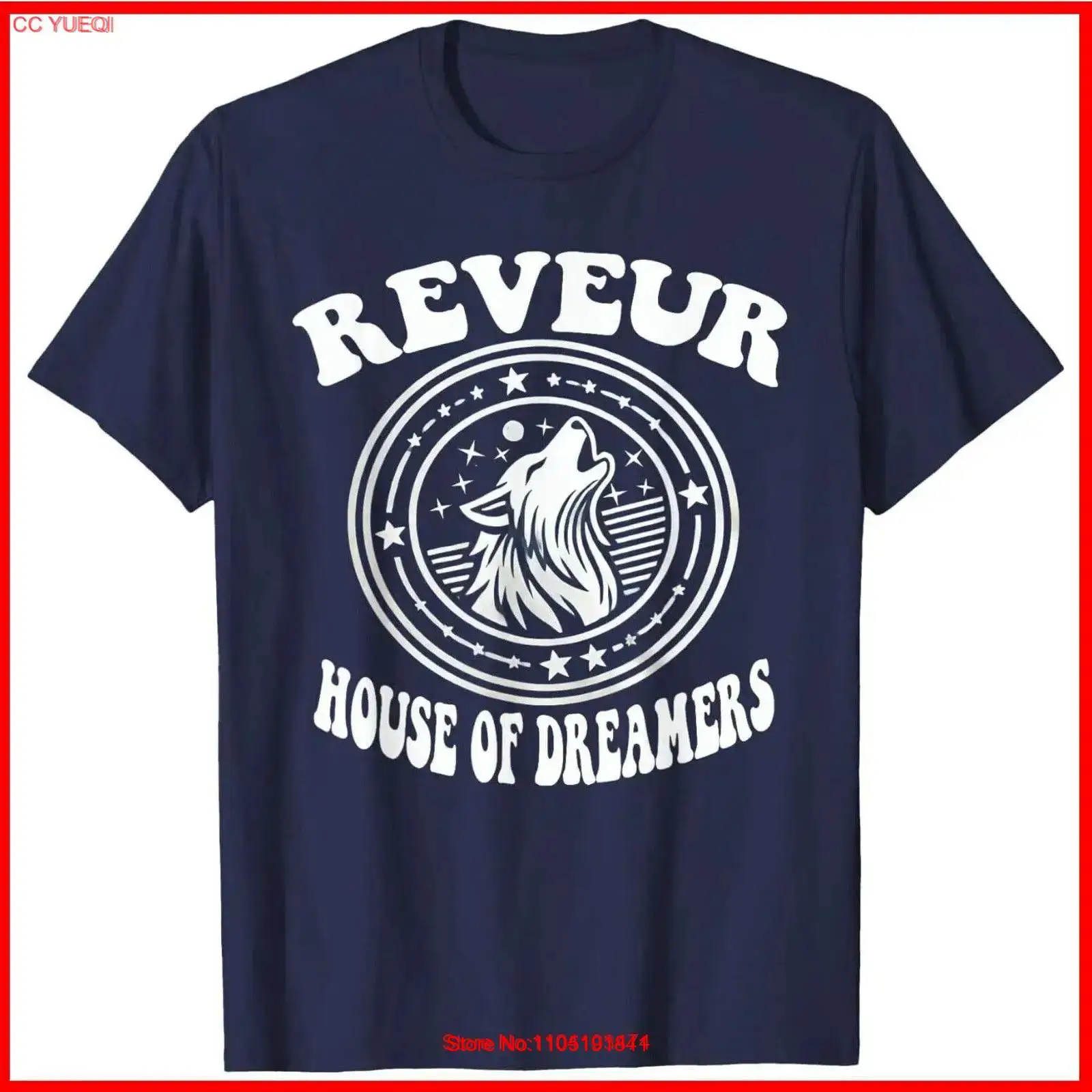 Vintage Fashion Houses - Темно-синяя хлопковая футболка Reveur House of