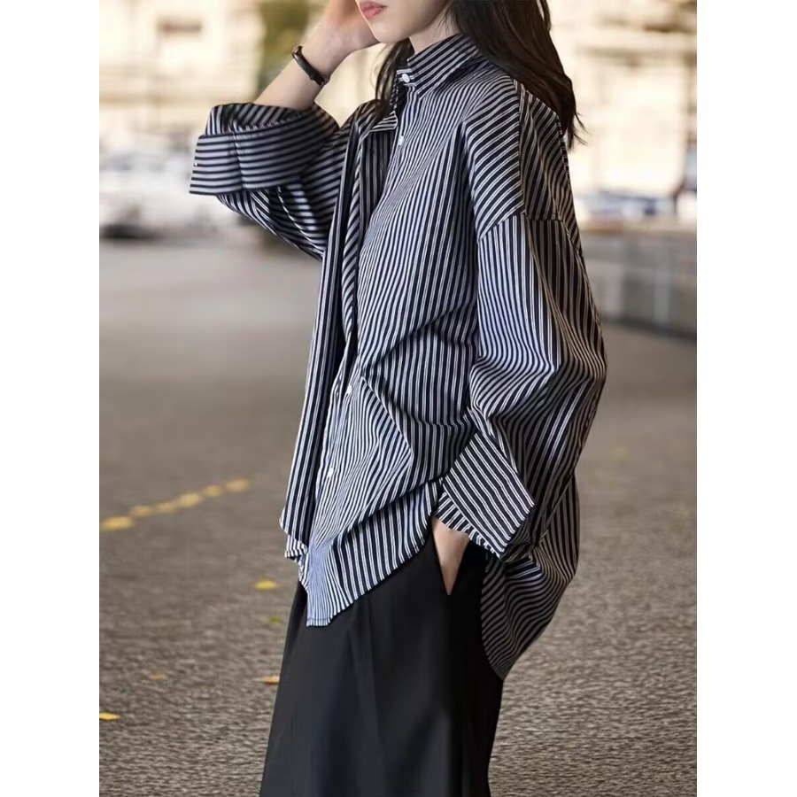 Синяя полосатая свободная женс – обзор и цена Vintage Fashion Hong Kong